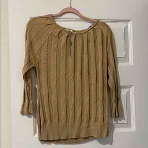 Joseph Metallic Gold Ribbed Blouse